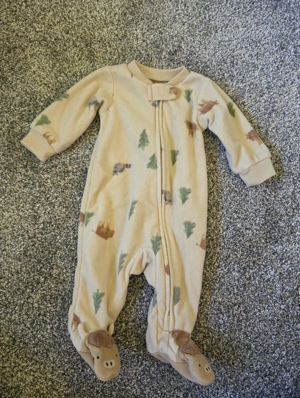 Carter's Neutral Forest Print Footed One-Piece Pajamas 2pk